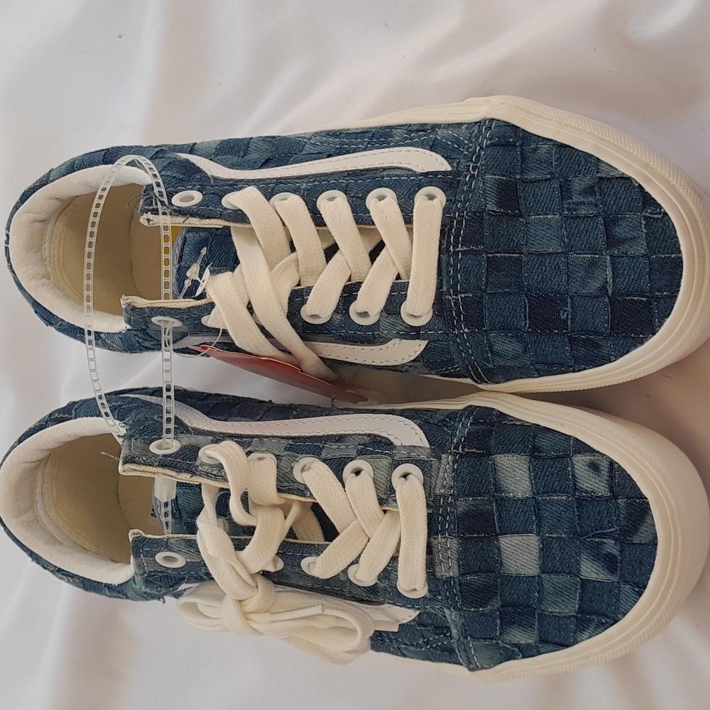 Womens size 5 Woven Denim Platform Vans NWT